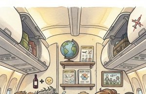 A man boarded an airplane and took his seat.