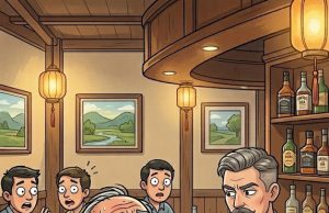 An elderly man in a bar had a couple of beers