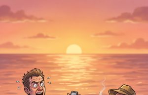 A wealthy businessman was taking a rare moment away from his spreadsheets to clear his head on the beach.