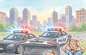A police officer pulled over a car for speeding and approached the driver’s side window.