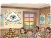 Children were lined up in the cafeteria of a Christian school for lunch