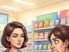 A lady goes into a store to buy some cat food.