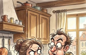 A wife was making a breakfast of fried eggs for her husband.